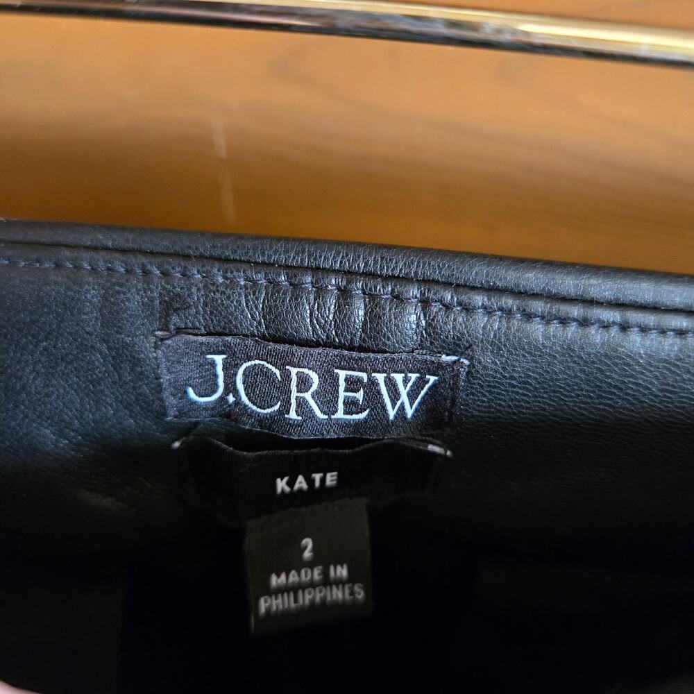 J. Crew Kate Pant Faux Leather Straight Leg Black 2 Trouser Bottom Soft Preppy - Picture 5 of 6